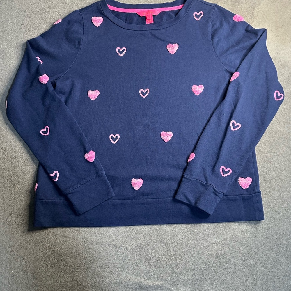 Lilly Pulitzer Rami heart Sweatshirt navy/pink size M